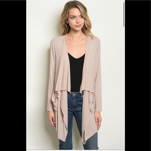 NWT Taupe Open Front Cardigan Size Large - Picture 2 of 5
